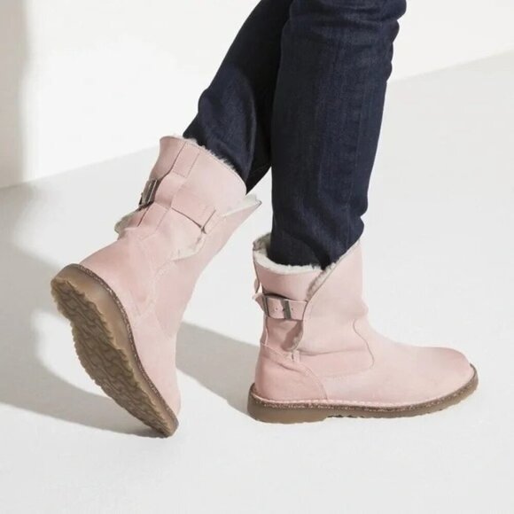 Birkenstock Uppsala Shearling Suede Leather Pink Boots Women's US 36 US 5